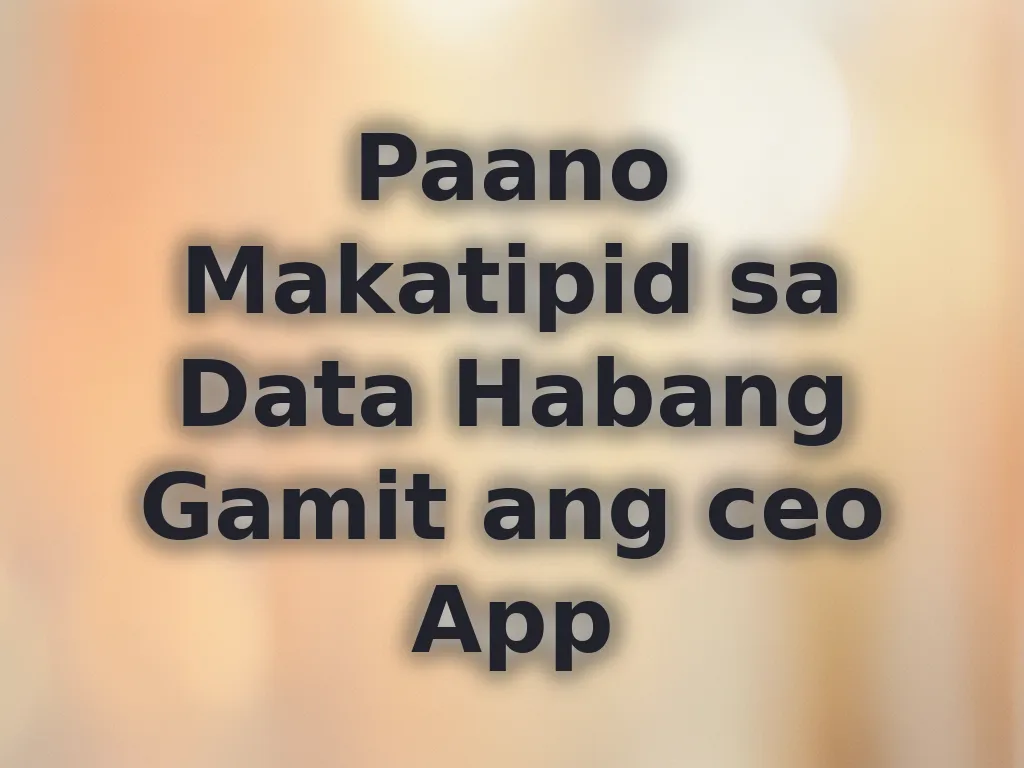 Paano Makatipid sa Data Habang Gamit ang ceo App